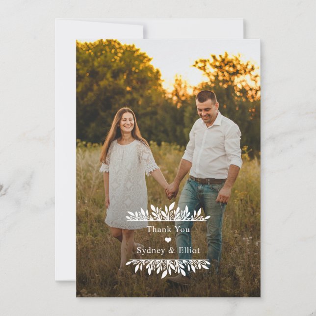 Floral Brackets Flat Thank You Note Card (Front)