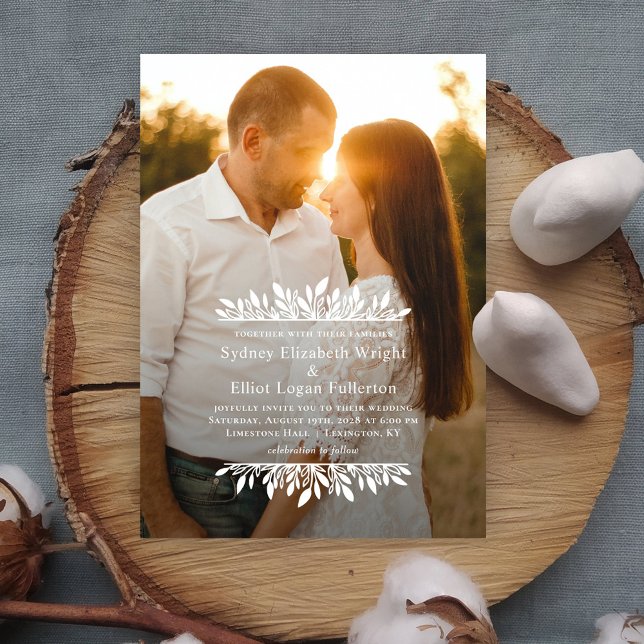 Floral Brackets Simple Wedding Photo Invitation (Creator Uploaded)