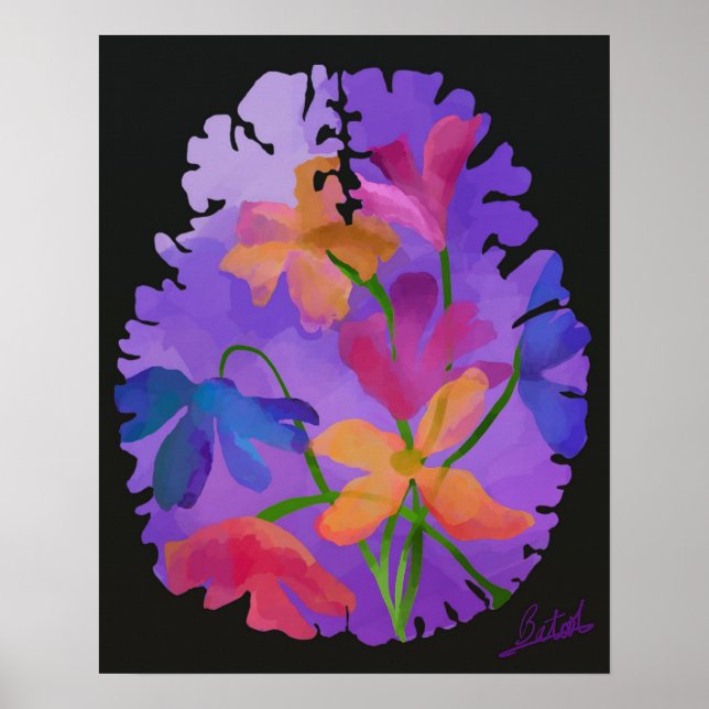Floral Brain Art Poster (Front)