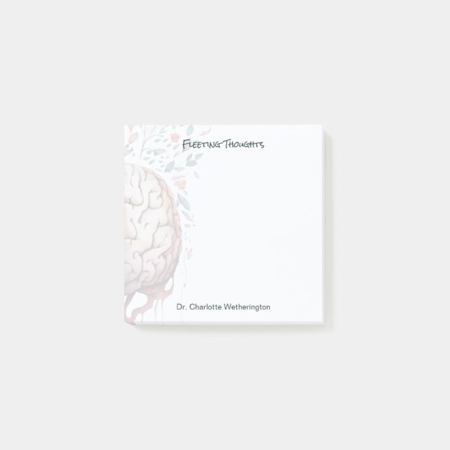 Floral Brain Therapist Fleeting Thoughts  Post-it Notes (Front)