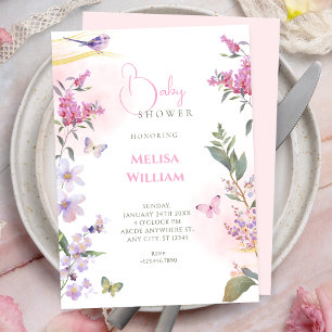 Floral branch baby shower invitation