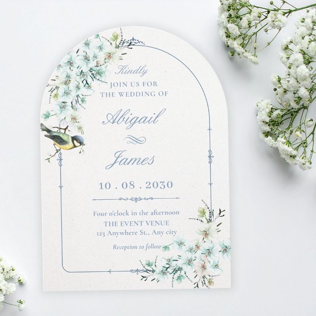 Floral branch bird wedding invitation (Creator Uploaded)