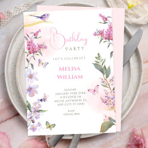 Floral branch birthday invitation