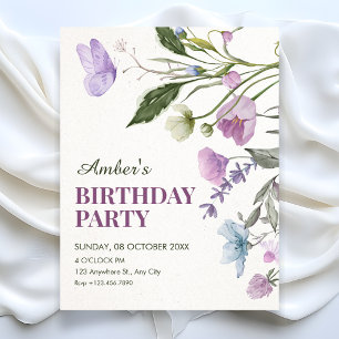 Floral branch birthday invitation