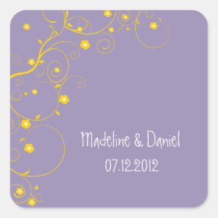 Floral Branch- Save the date labels(purple) Square Sticker