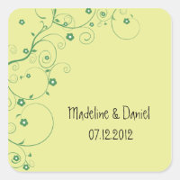 Floral Branch- Save the date labels(yellow)