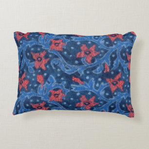 Floral branch with coral flowers, wool painting decorative cushion