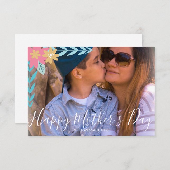 Floral Branches Greenery Happy Mother's Day Card (Front/Back)