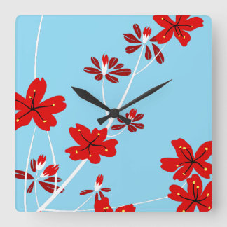 Floral Branches Square Wall Clock