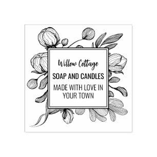 Floral Branding Made With Love Rubber Stamp