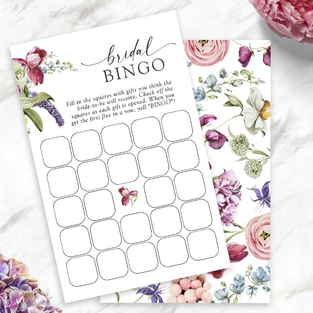 Floral Bridal Bingo Game (Jewel Tone Floral Bridal Bingo Game Cards by Painted Paperie
)