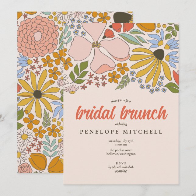 Floral Bridal Brunch Shower  Invitation (Front/Back)