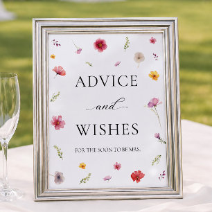 Floral Bridal Shower Advice and Wishes Poster