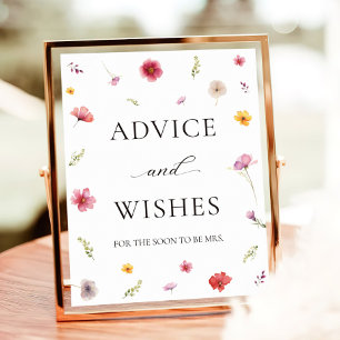 Floral Bridal Shower Advice and Wishes Poster