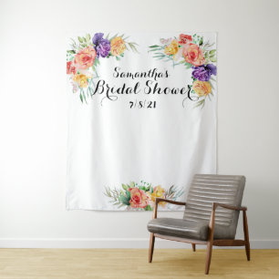 Floral Bridal Shower  Backdrop Photo Booth Tapestry