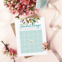 Floral Bridal Shower Bingo Cards Robins Egg Blue