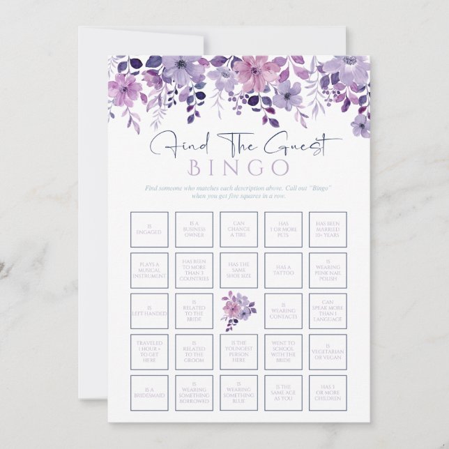 Floral Bridal Shower Bingo Game Invitation (Front)