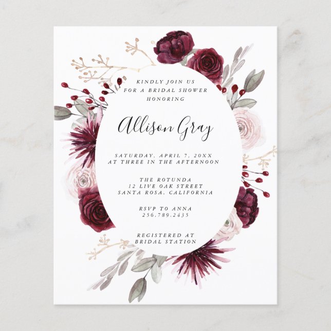  Floral Bridal Shower | Budget Flyer (Front)