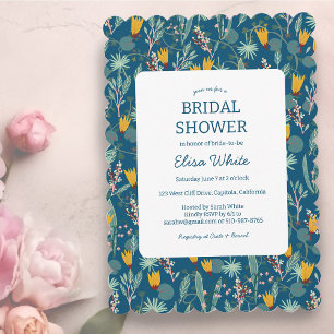Floral Bridal Shower Cute Night Garden CUSTOM Invitation