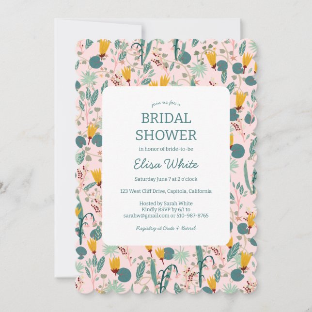Floral Bridal Shower Cute Spring Garden CUSTOM Invitation (Front)