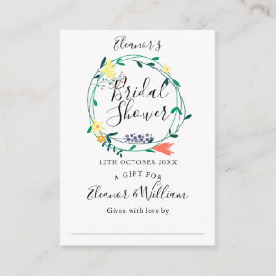 Floral Bridal Shower Display Card and Tag
