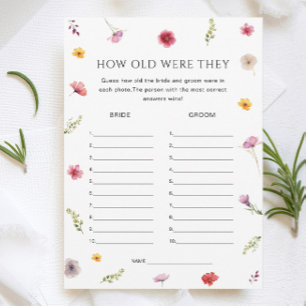 Floral Bridal Shower Guess Age Game Card