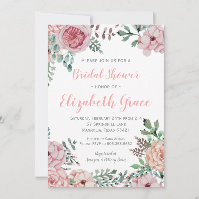 Floral Bridal Shower Invitation (Front)