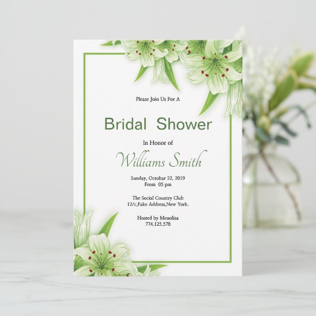 Floral Bridal Shower Invitation Card Template (Standing Front)