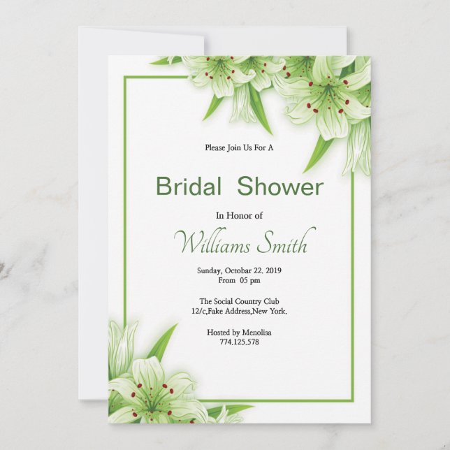 Floral Bridal Shower Invitation Card Template (Front)
