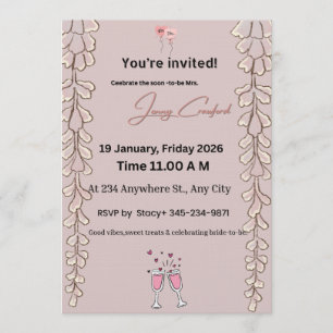 Floral Bridal Shower Invitation   Custom Name & De