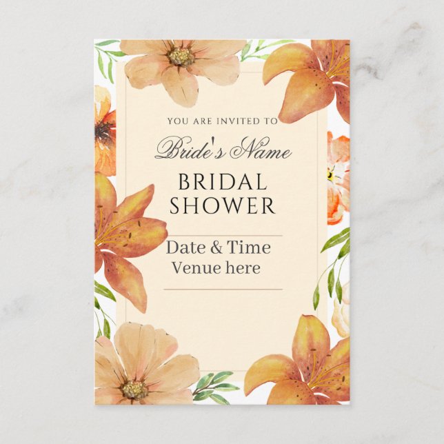 Floral Bridal Shower Invitation Fully Customisable (Front)
