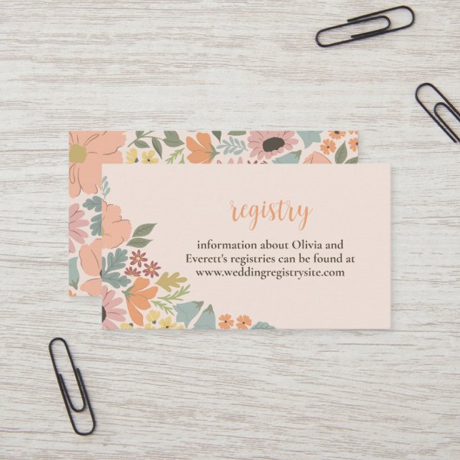 Floral Bridal Shower Invitation Insert (Front/Back In Situ)