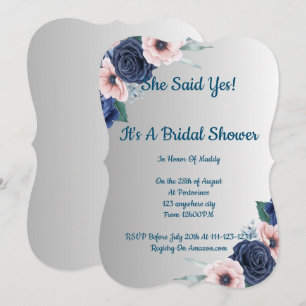 Floral bridal shower invitation,modern,boho. invitation