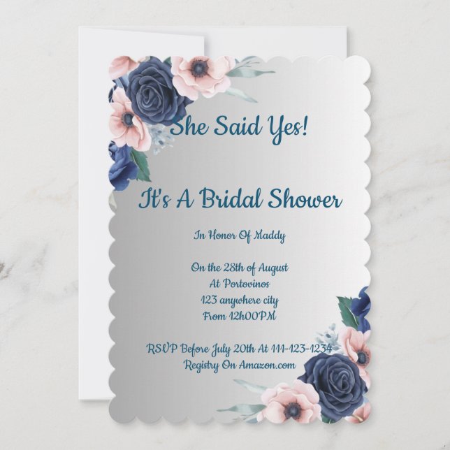 Floral bridal shower invitation,modern,boho. save the date (Front)