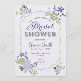 Floral Bridal Shower Invitation Purple lavender