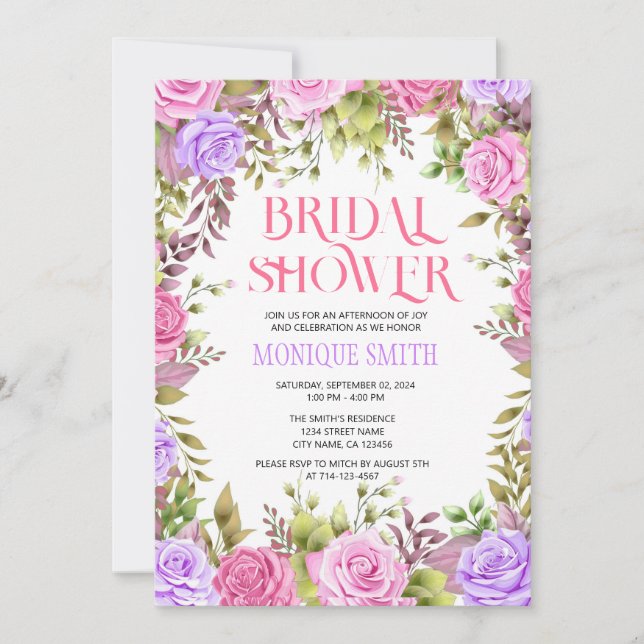 Floral Bridal Shower Invitation Template (Front)