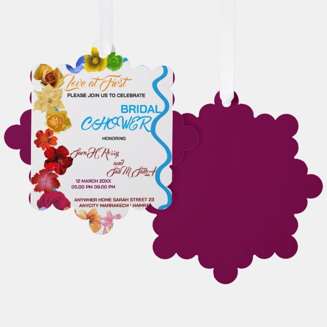 Floral Bridal Shower Invitation, Wildflower Bridal Tree Decoration Card (Front/Back)