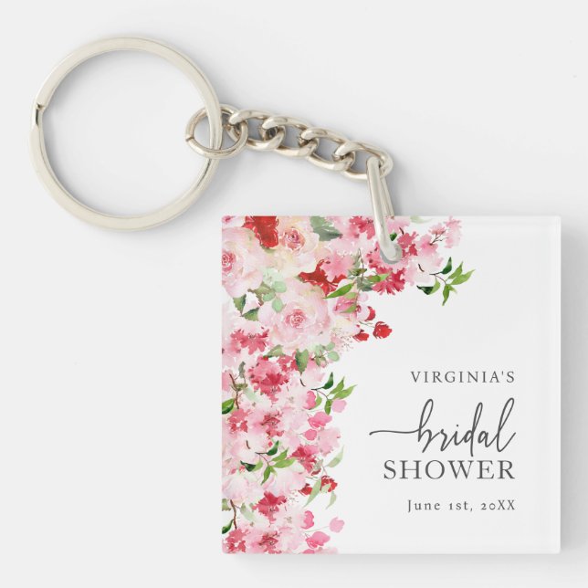 Floral Bridal Shower Key Ring (Front)