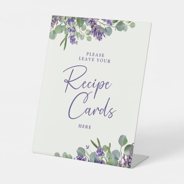 Floral Bridal Shower Leave Your Recipe Here Pedestal Sign (Front)