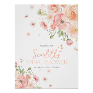 Floral Bridal Shower Love In Bloom Bright Welcome Poster