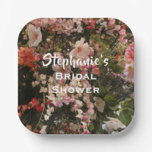 Floral Bridal Shower Many Flowers, Name,  Paper Plate