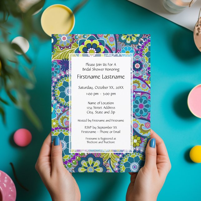 Floral Bridal Shower or Engagement Party Invitation (Bridal Shower Invitation - Funky Floral)