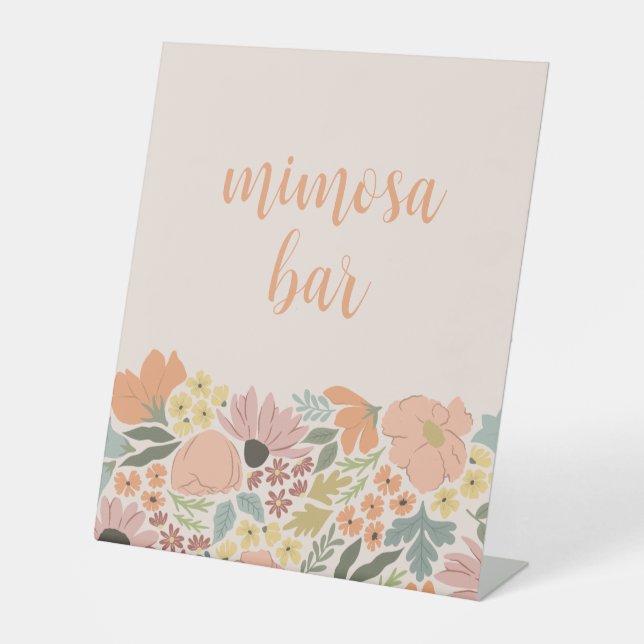 Floral Bridal Shower or Wedding Pedestal Sign (Front)