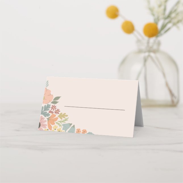 Floral Bridal Shower or Wedding Place Card (Front)