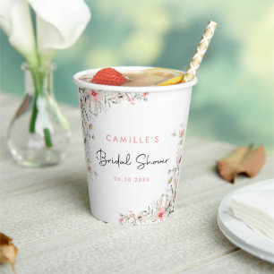 Floral Bridal Shower Paper Cups