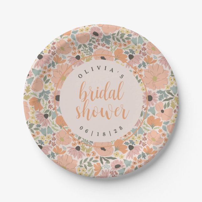 Floral Bridal Shower Paper Plate (Front)