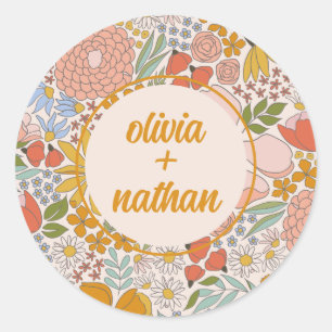 Floral Bridal Shower Personalized  Classic Round Sticker