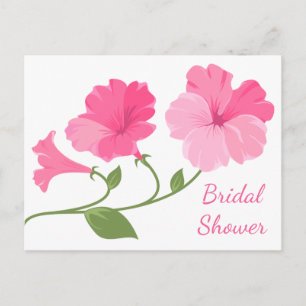 Floral Bridal Shower Pink And Fuchsia Flowers Invitation Postcard
