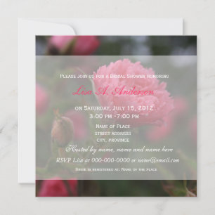 Floral bridal shower, pink wild rose flowers invitation