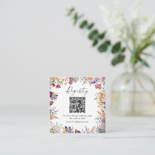 Floral Bridal Shower QR Code Registry Enclosure Card